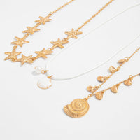 Thumbnail for 3 Pcs Bohemia Enamel Shell Conch Starfish Charm Wax Cord Necklace Set - ArtGalleryZen