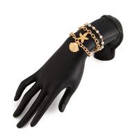 Thumbnail for 3 Pcs Boho Starfish Shell Charm Pearl Chain Bracelet Set - ArtGalleryZen