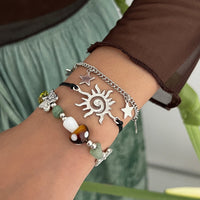 Thumbnail for 3 Pcs Boho Sun Mushroom Star Charm Turquoise Stone Bracelet Set - ArtGalleryZen