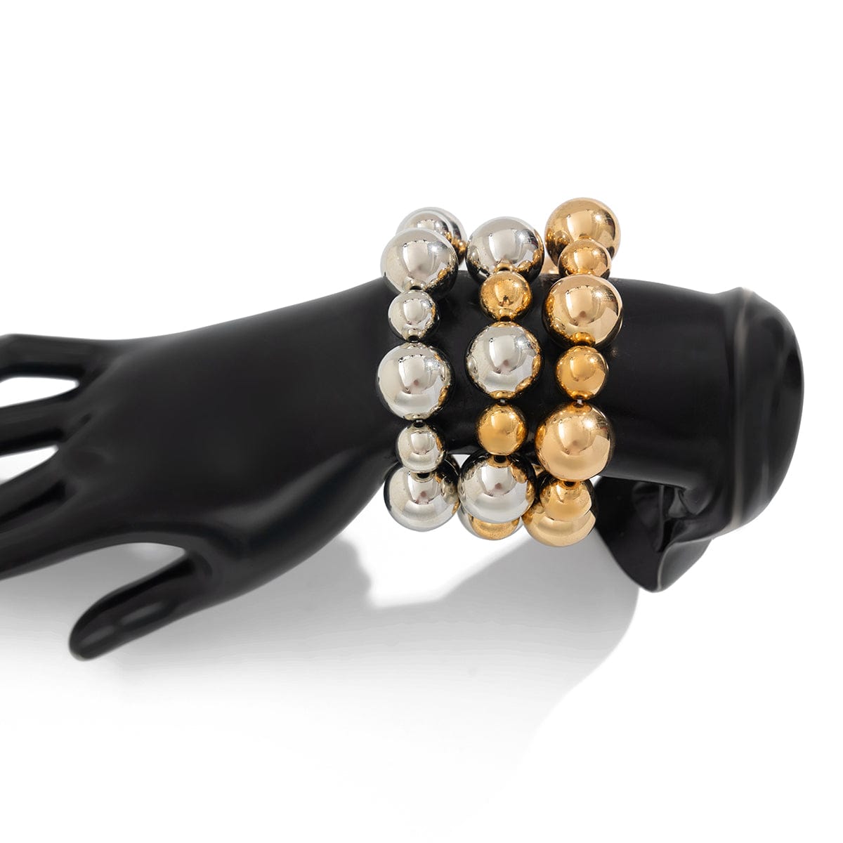 3 Pcs Chunky Gold Silver Plated Ball Chain Stackable Bracelet Set - ArtGalleryZen