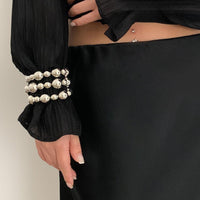 Thumbnail for 3 Pcs Chunky Gold Silver Plated Ball Chain Stackable Bracelet Set - ArtGalleryZen