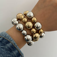Thumbnail for 3 Pcs Chunky Gold Silver Plated Ball Chain Stackable Bracelet Set - ArtGalleryZen