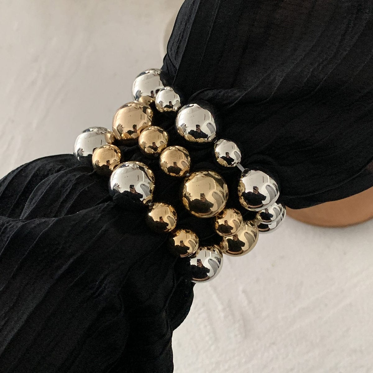 3 Pcs Chunky Gold Silver Plated Ball Chain Stackable Bracelet Set