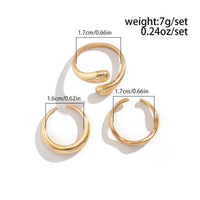 Thumbnail for 3 Pcs Gold Tone Irregular Curved Stackable Open Ring Set