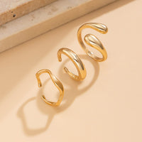 Thumbnail for 3 Pcs Gold Tone Irregular Curved Stackable Open Ring Set