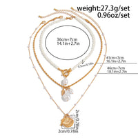 Thumbnail for 3 Pcs Toggle Clasp Irregular Pearl Shell Pendant Rope Chain Necklace Set - ArtGalleryZen
