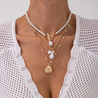 Thumbnail for 3 Pcs Toggle Clasp Irregular Pearl Shell Pendant Rope Chain Necklace Set - ArtGalleryZen