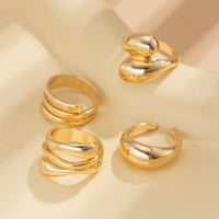 Thumbnail for 4 Pcs Chunky Abstract Waterdrop Ring Set