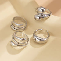 Thumbnail for 4 Pcs Chunky Abstract Waterdrop Ring Set