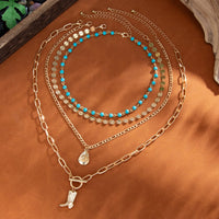 Thumbnail for 4 Pcs Toggle Clasp Boot Cowboy Hat Pendant Turquoise Chain Necklace - ArtGalleryZen