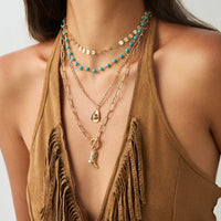 Thumbnail for 4 Pcs Toggle Clasp Boot Cowboy Hat Pendant Turquoise Chain Necklace - ArtGalleryZen