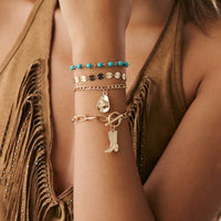 Thumbnail for 4 Pcs Toggle Clasp Cowboy Hat Boot Charm Turquoise Chain Bracelet Set - ArtGalleryZen