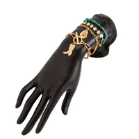 Thumbnail for 4 Pcs Toggle Clasp Cowboy Hat Boot Charm Turquoise Chain Bracelet Set - ArtGalleryZen