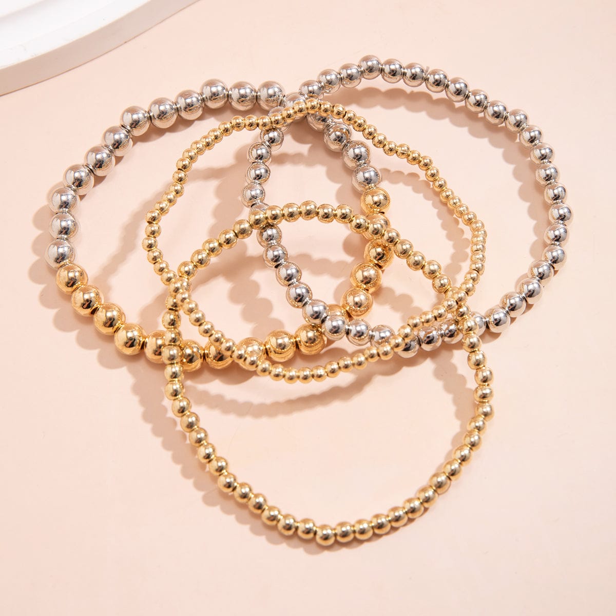 7 Pcs Gold Plated Ball Chain Stackable Bracelet Set – ArtGalleryZen