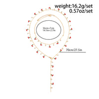 Thumbnail for Trendy 2pcs Enamel Cherry Rhinestone Charm Y Necklace Set