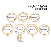 Thumbnail for Stylish 7pcs Heart Star Cross Charm Ball Chain Bracelet Set