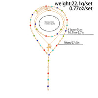 Thumbnail for 3 Pcs Elegant Cross Pendant Colorful Crystal Chain Y Necklace Set