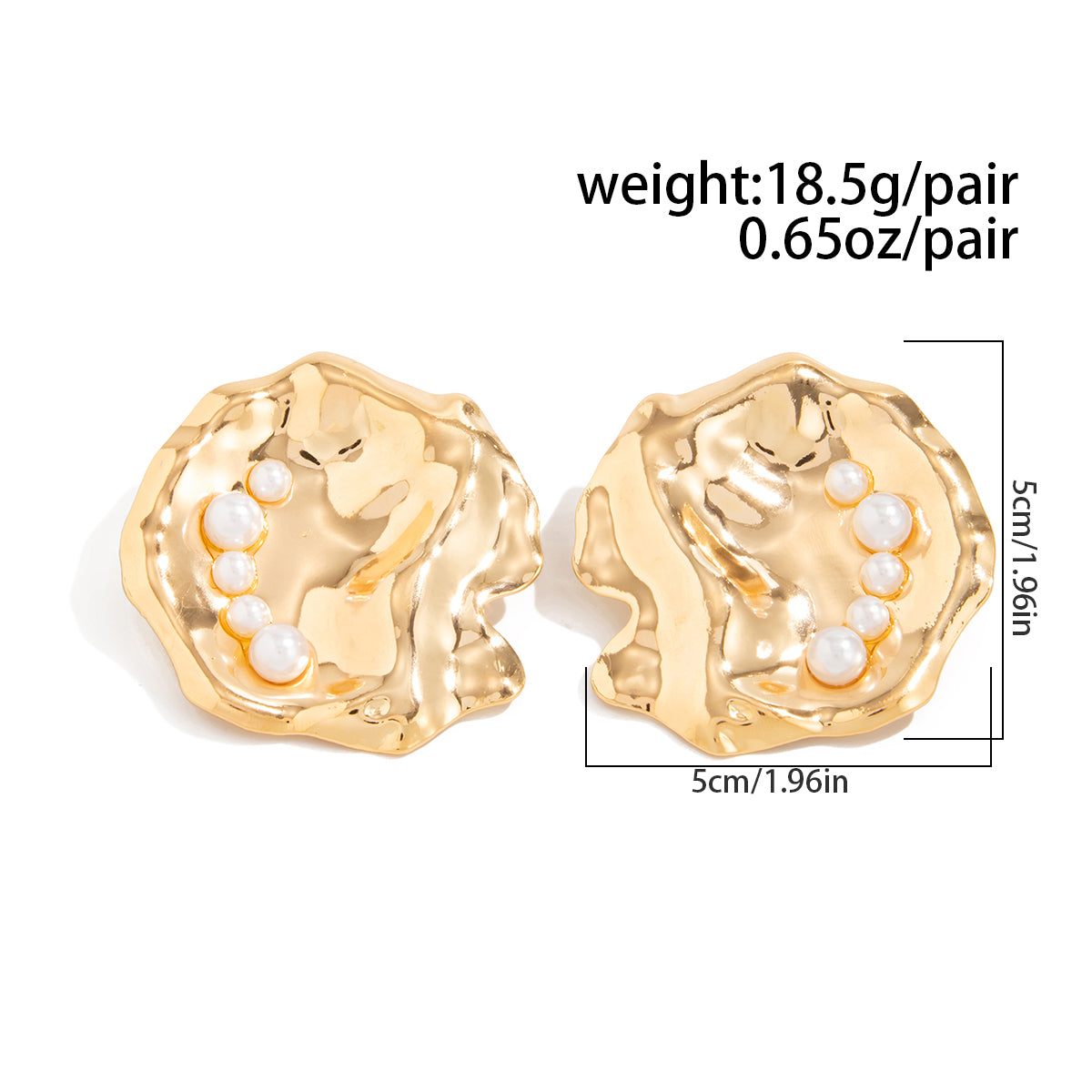 Abstract Chunky Pearl Inlaid Shell Earrings