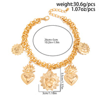 Thumbnail for Chic Layered Gold Silver Tone Flame Heart Anklet