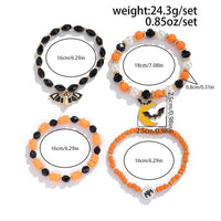 Thumbnail for 4Pcs Halloween Bat Moon Charm Crystal Pearl Beaded Bracelet Set - ArtGalleryZen