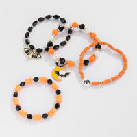 Thumbnail for 4Pcs Halloween Bat Moon Charm Crystal Pearl Beaded Bracelet Set