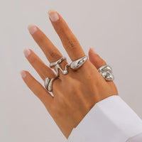 Thumbnail for 5 Pcs Abstract Irregular Waterdrop Ring Set