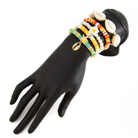 Thumbnail for 5 Pcs Boho Flower Starfish Conch Charm Polymer Clay Beaded Bracelet Set - ArtGalleryZen