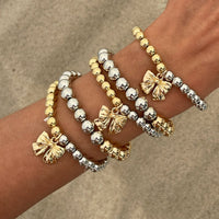 Thumbnail for 5 Pcs Gold Silver Tone Bowknot Charm Ball Chain Bracelet Set - ArtGalleryZen