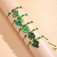 Thumbnail for 5 Pcs Clover Charm Knotted String Beaded Bracelet Set - ArtGalleryZen