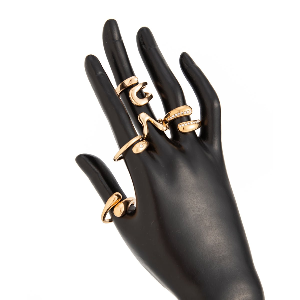 5 Pcs Rhinestone Inlaid Waterdrop Ring Set - ArtGalleryZen