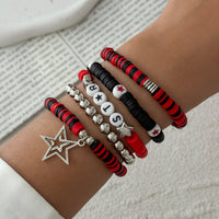 Thumbnail for 5 Piece Polymer Clay Beaded Bracelet Set Star Letter Charm Gift - ArtGalleryZen