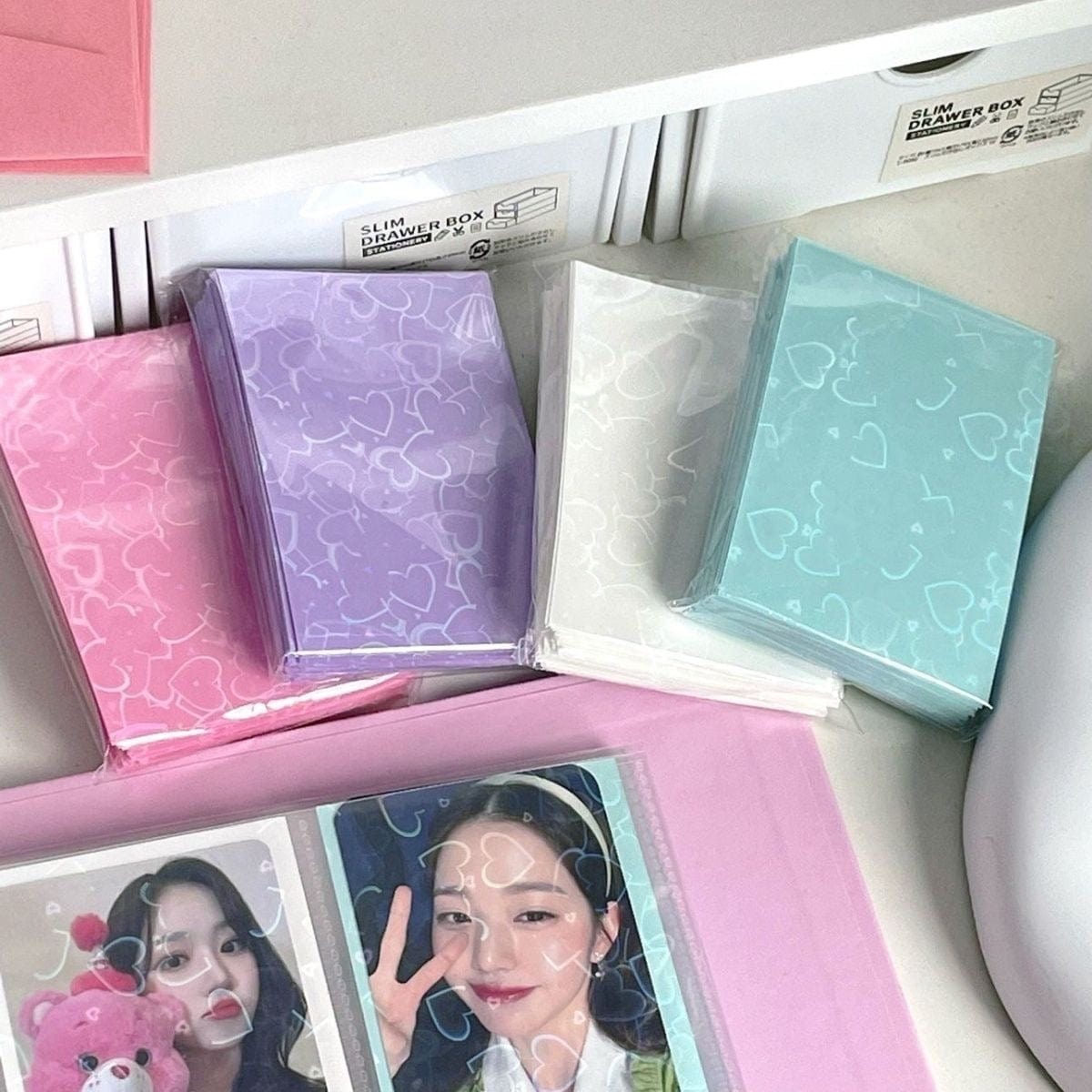 50Pcs/Pack Glitter Laser Heart Kpop Photocard Sleeves