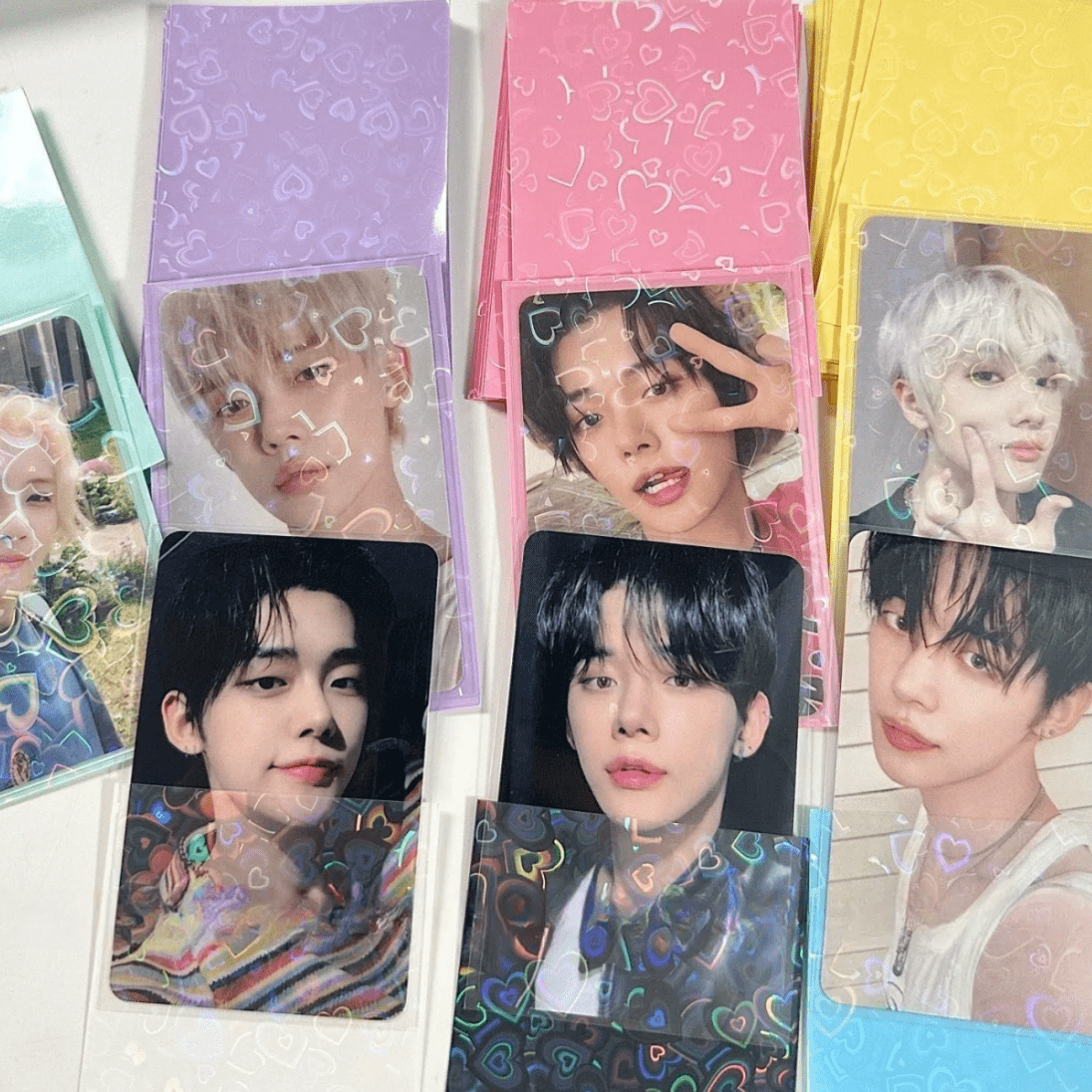50Pcs/Pack Glitter Laser Heart Kpop Photocard Sleeves