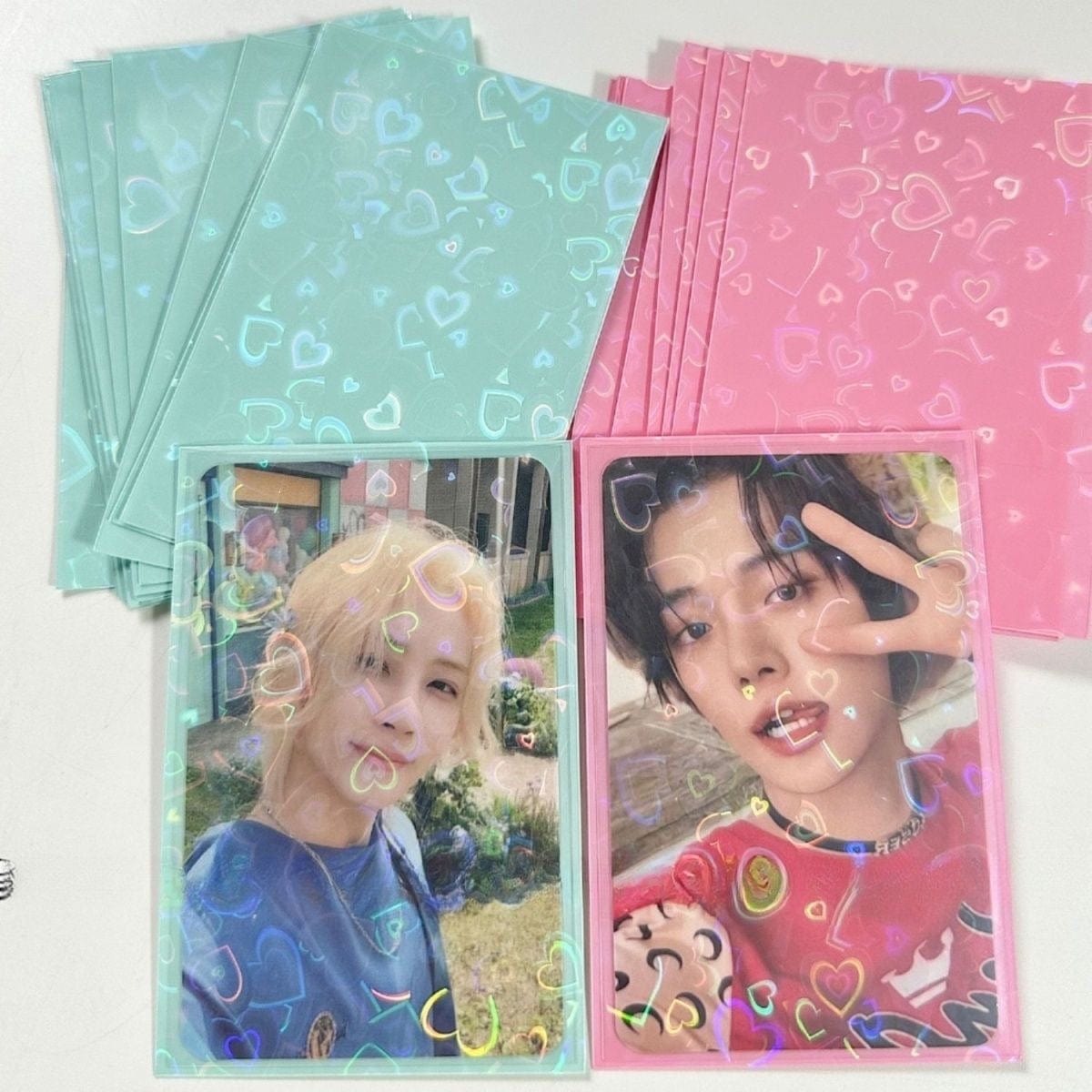 50Pcs/Pack Glitter Laser Heart Kpop Photocard Sleeves - ArtGalleryZen