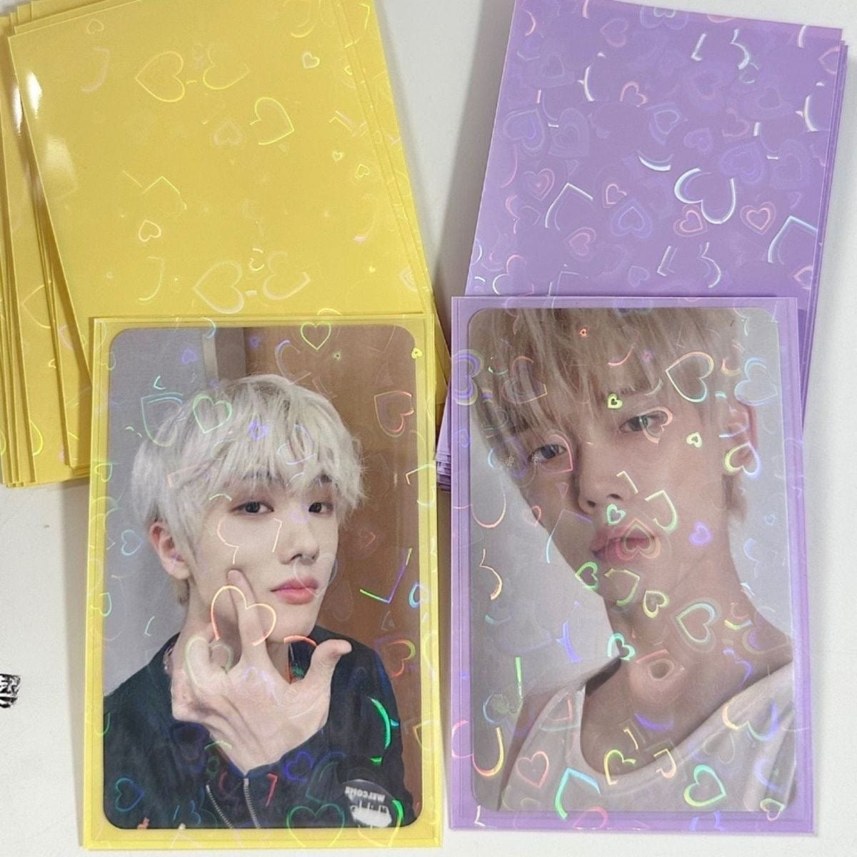 50Pcs/Pack Glitter Laser Heart Kpop Photocard Sleeves - ArtGalleryZen