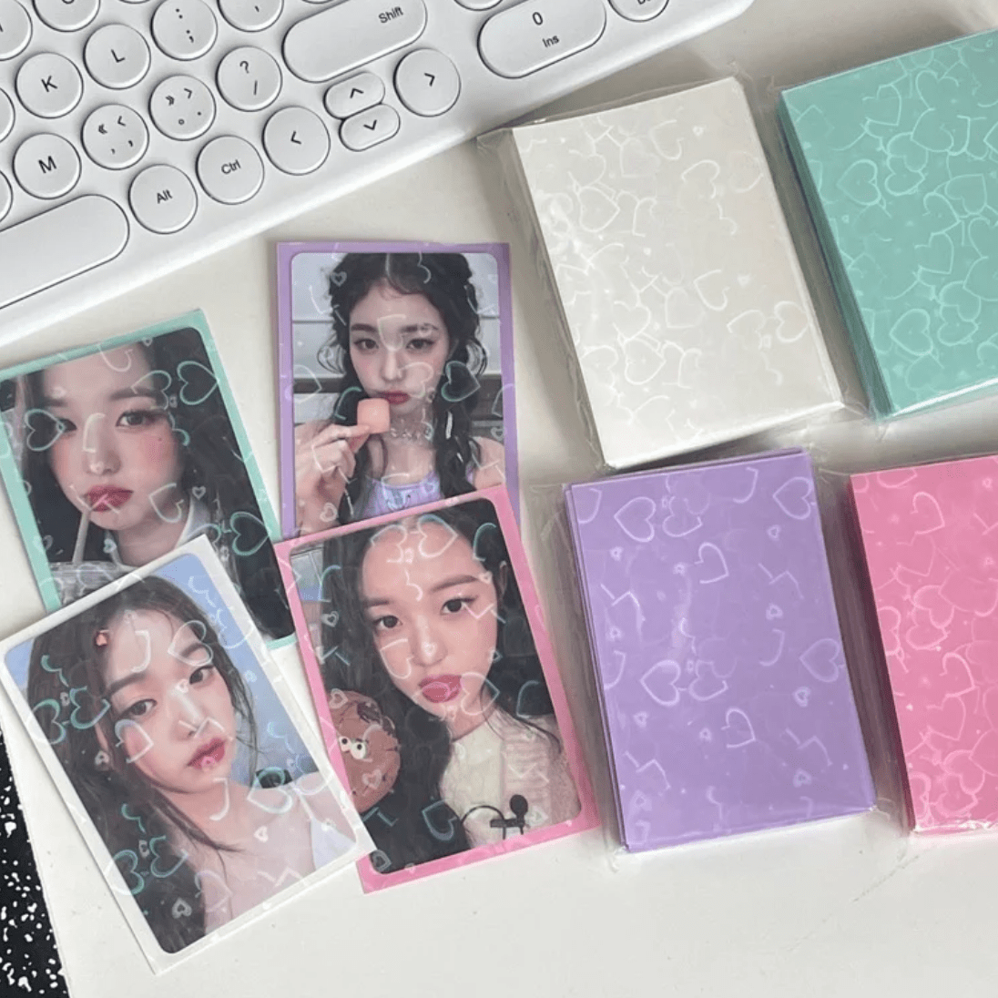 Holographic Photocard Sleeves 50 Pack - Glitter Heart Card Protectors Holographic Photocard Sleeves 50 Pack - Glitter Heart Card Protectors