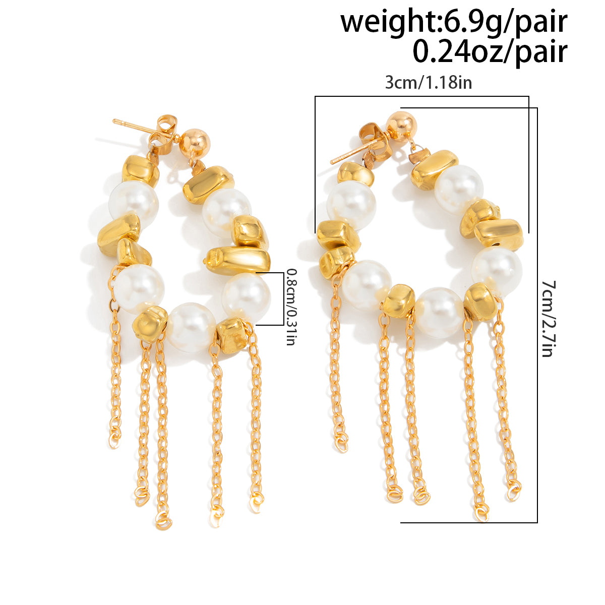Newly Pearl Beaded Tassel Chain Earrings