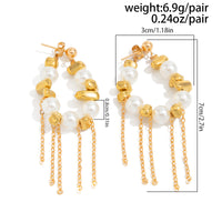 Thumbnail for Newly Pearl Beaded Tassel Chain Earrings