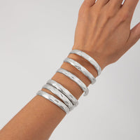 Thumbnail for 6 Pcs Classic Gold Silver Plated Glossy Bangle Bracelet Set - ArtGalleryZen