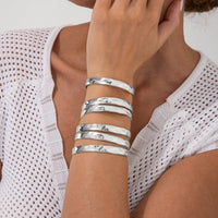 Thumbnail for 6 Pcs Classic Gold Silver Plated Glossy Bangle Bracelet Set - ArtGalleryZen