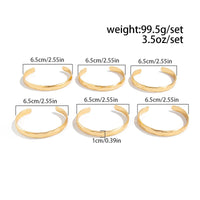 Thumbnail for 6 Pcs Classic Gold Silver Plated Glossy Bangle Bracelet Set - ArtGalleryZen