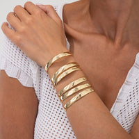 Thumbnail for 6 Pcs Classic Gold Silver Plated Glossy Bangle Bracelet Set - ArtGalleryZen