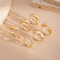 Thumbnail for 6 Pcs Classic Gold Silver Tone Waterdrop Open Ring Set - ArtGalleryZen