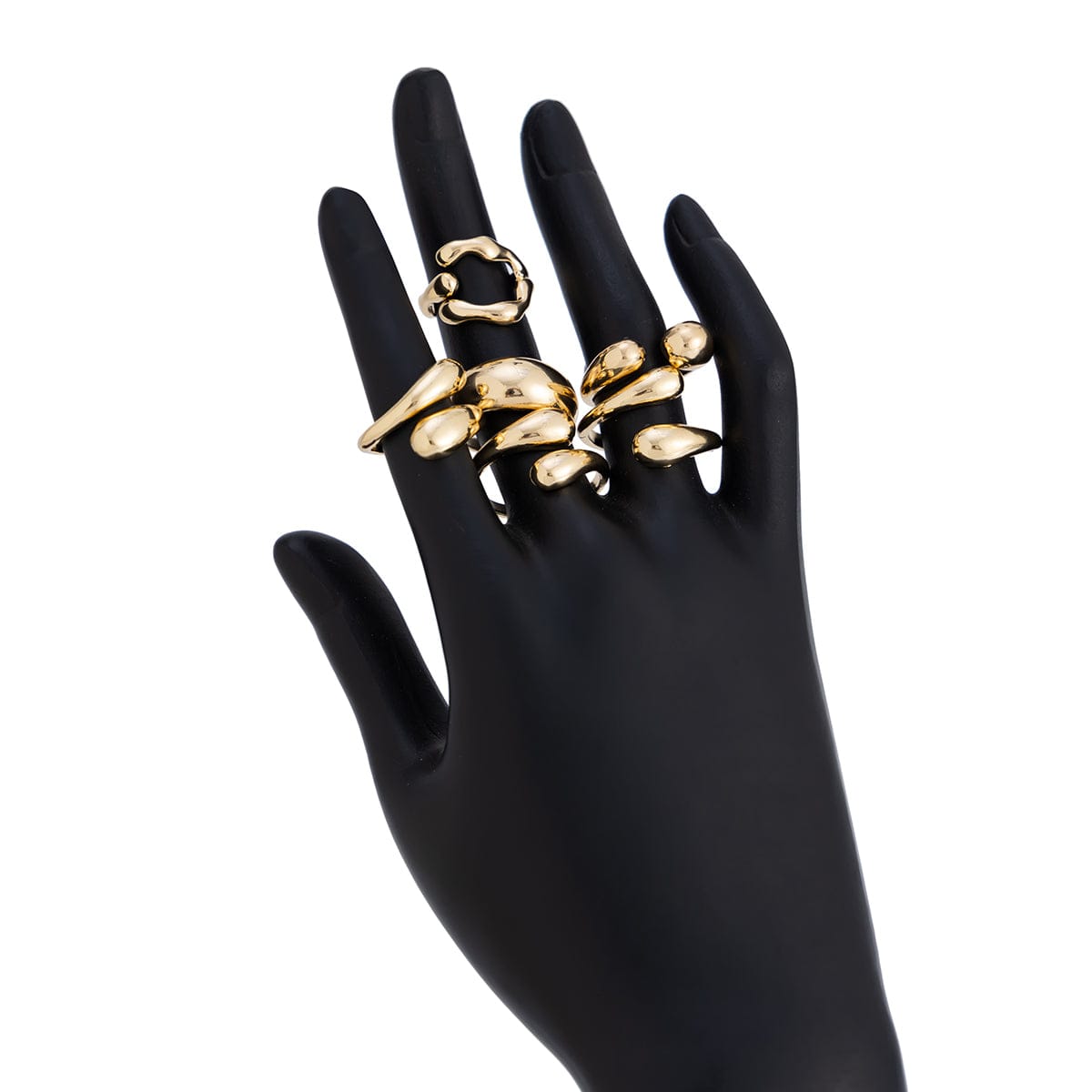 6 Pcs Classic Gold Silver Tone Waterdrop Open Ring Set - ArtGalleryZen