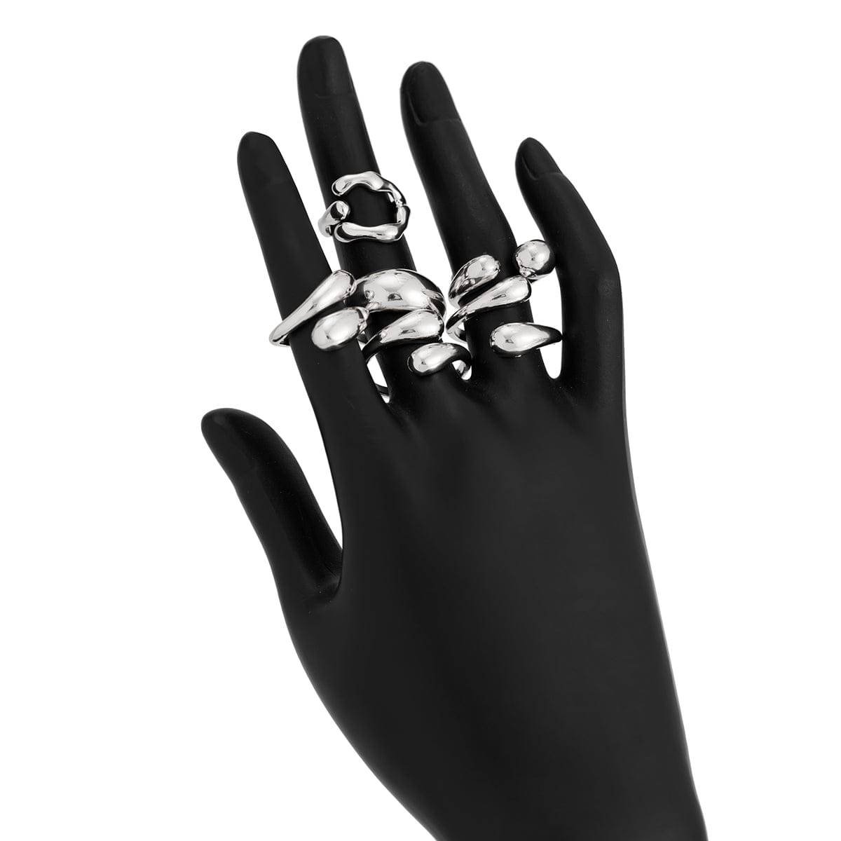6 Pcs Classic Gold Silver Tone Waterdrop Open Ring Set