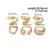 Thumbnail for 6 Pcs Classic Gold Silver Tone Waterdrop Open Ring Set