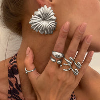 Thumbnail for 6 Pcs Classic Gold Silver Tone Waterdrop Open Ring Set