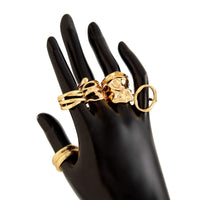 Thumbnail for 6 Pcs Geometric Pleated Hollow Pattern Stackable Ring Set - ArtGalleryZen