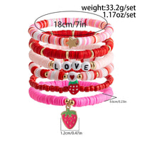 Thumbnail for 6 Pcs Love Strawberry Charm Star Polymer Clay Letter Beaded Bracelet Set