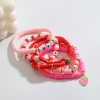 Thumbnail for 6 Pcs Love Strawberry Charm Star Polymer Clay Letter Beaded Bracelet Set